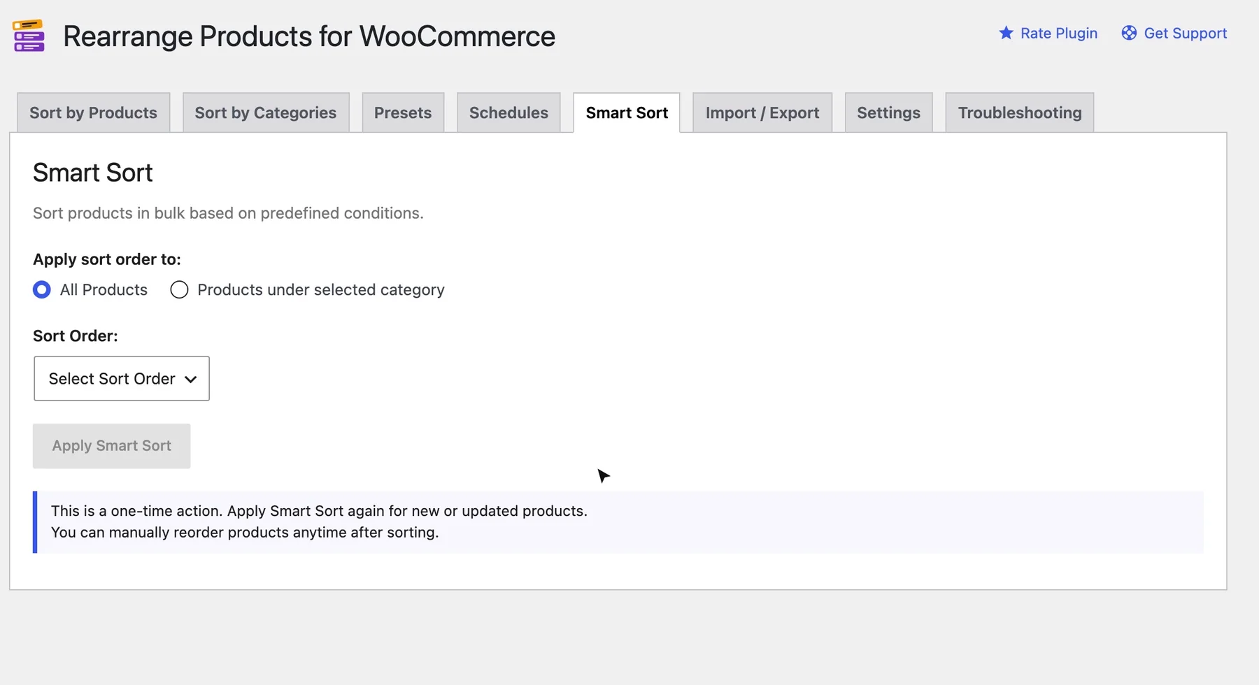 Smart Sort applied to the Men category with Price: High to Low, then a confirmation that 72 products were sorted.